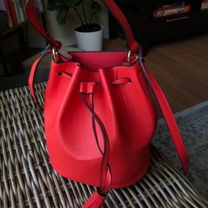 Red Bucket Crossbody Purse